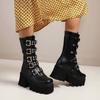Ladies Punk Platform High-heeled Boots with Thick-soled Handsome Rear Zipper Large Size Stage Boot Fashion  Women's Shoes PU