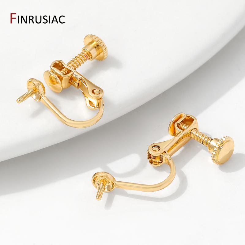 Латунные Серьги-Клипсы Круглой Головкой с Покрытием из 14-каратного Золота, Заготовки для Серьг-Клипс Ручной Работы, Клипсы для Ушей Без Прокола, Фурнитура для Бижутерии