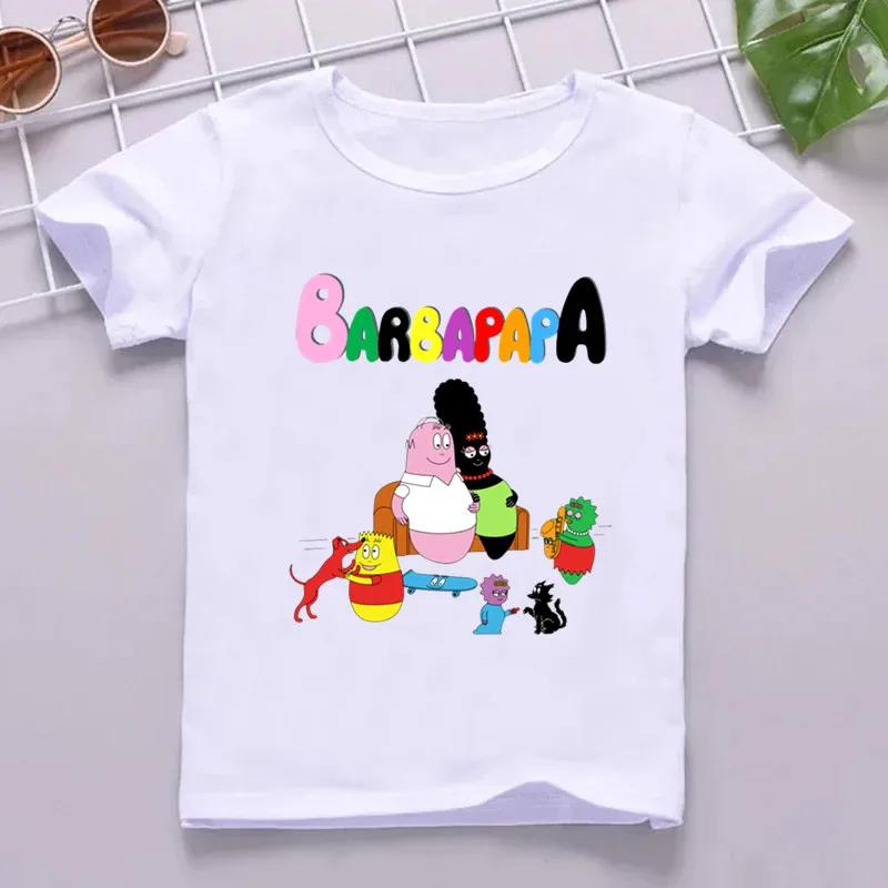 Hot Sale Cute Barbapapa Print Cartoon Kids T shirt Funny Girls Summer Tops Baby Boys Clothes Children Short Sleeve Tshirt