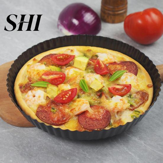 Toasting Pan Pizza Tray Easy to Demould High Hardness Wave Edge Design Carbon Steel Round Pastry Cake Baking Home Supplies
