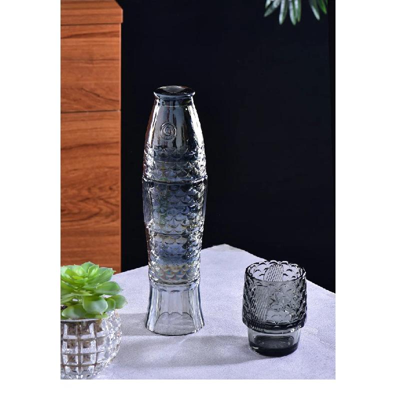 Vintage Relief Koi Fish-shaped Water Glass Set 4 Pieces Of Household Living Room Beverage Glass Set Whiskey Glass Red Wine Glass