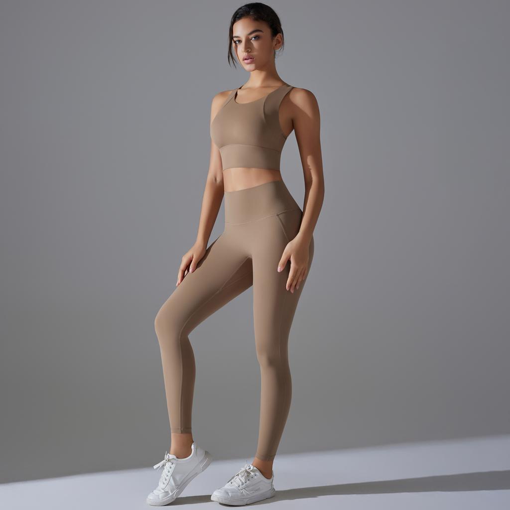 Auroth 2 Piece Yoga Set Women Sport Suits Running Bra High Waist Leggings Fitness Outfit