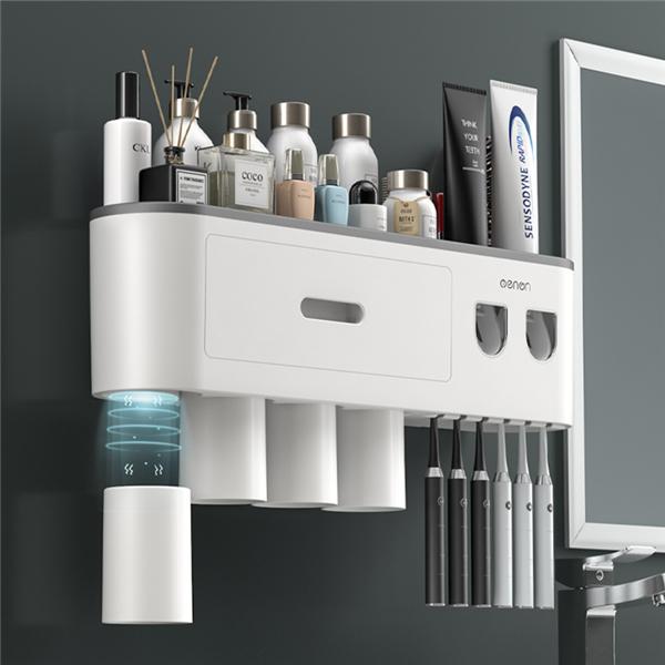 Magnetic Toothbrush Holder Adsorption Inverted Double Automatic Toothpaste Squeezer Dispenser Storage Rack Bathroom Accessories