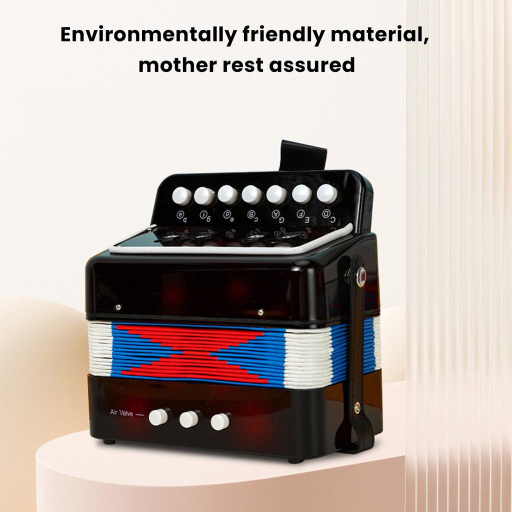 7 Keys Control 2 Bass Kids Educational Musical Instrument Stage Button Accordion for Beginners Performance Practice