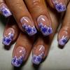 Purple French Floral Style Wearable Nails - 24 Removable Pieces