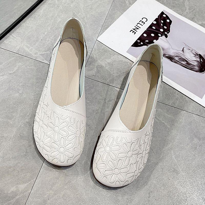 Женские легкие мокасины Mom Flat Loafers 2024 года, повседневные туфли с круглым носком и вышивкой, женские мягкие мокасины для отдыха