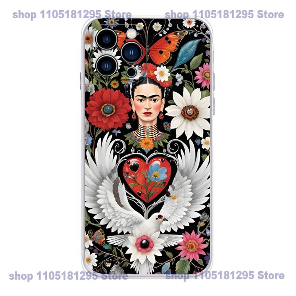 Модный Чехол для Телефона F-FridaS-S K-Kahlo Для iPhone 17,16,15,14,13,12,11 Plus,Pro,Max,XR,Plus,E,Mini Прозрачный Мягкий Чехол