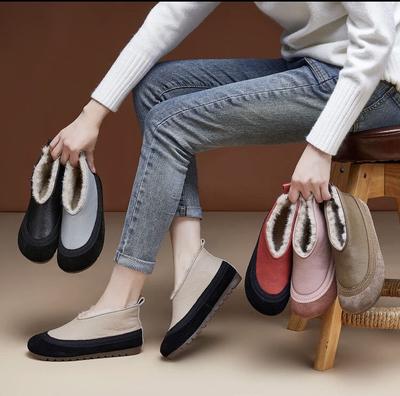 Новые бархатные туфли из материнского хлопка на низком каблуке, удобные и красивые, водонепроницаемые зимние ботинки, 2025 осень-зима, комбинированные короткие ботинки