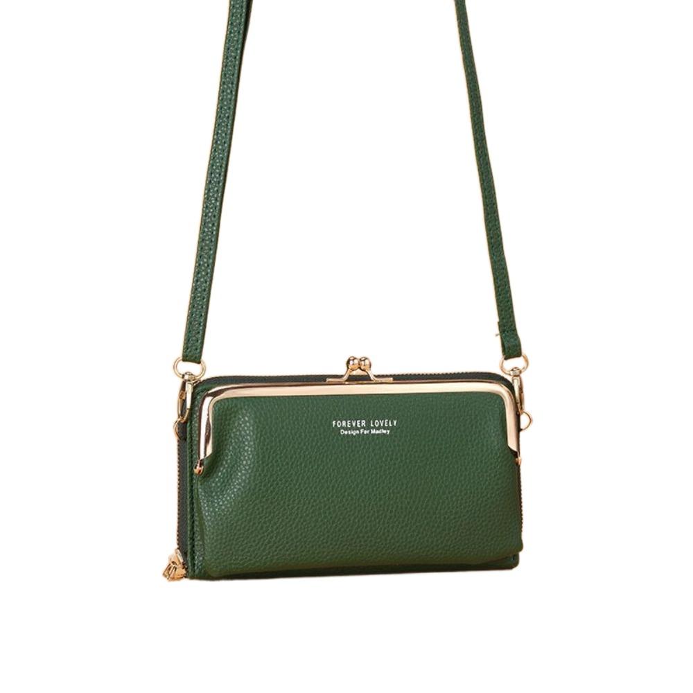 Однотонный кожаный кошелек на молнии для женщин, держатель для карт, модная сумка через плечо для телефона