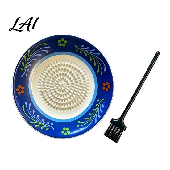 Ceramic Garlic Grater Ginger Grater 2-in-1 Manual Shredder Plate for Kitchen Cooking Flat Durable Gadget Base Easy-Clean Tool Fresh Fruit Puree And