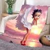 Betty Boop Cartoon Throw Blanket - Stylish and Cozy Soft Fleece Blanket Featuring Iconic Betty Boop with Curly Dark Hair and Sur
