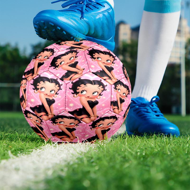 Betty Boop Print Size 5 Soccer Ball, PU Wear Resistant Football for Match Training and Daily Practice, Birthday Gift for Soccer Fans