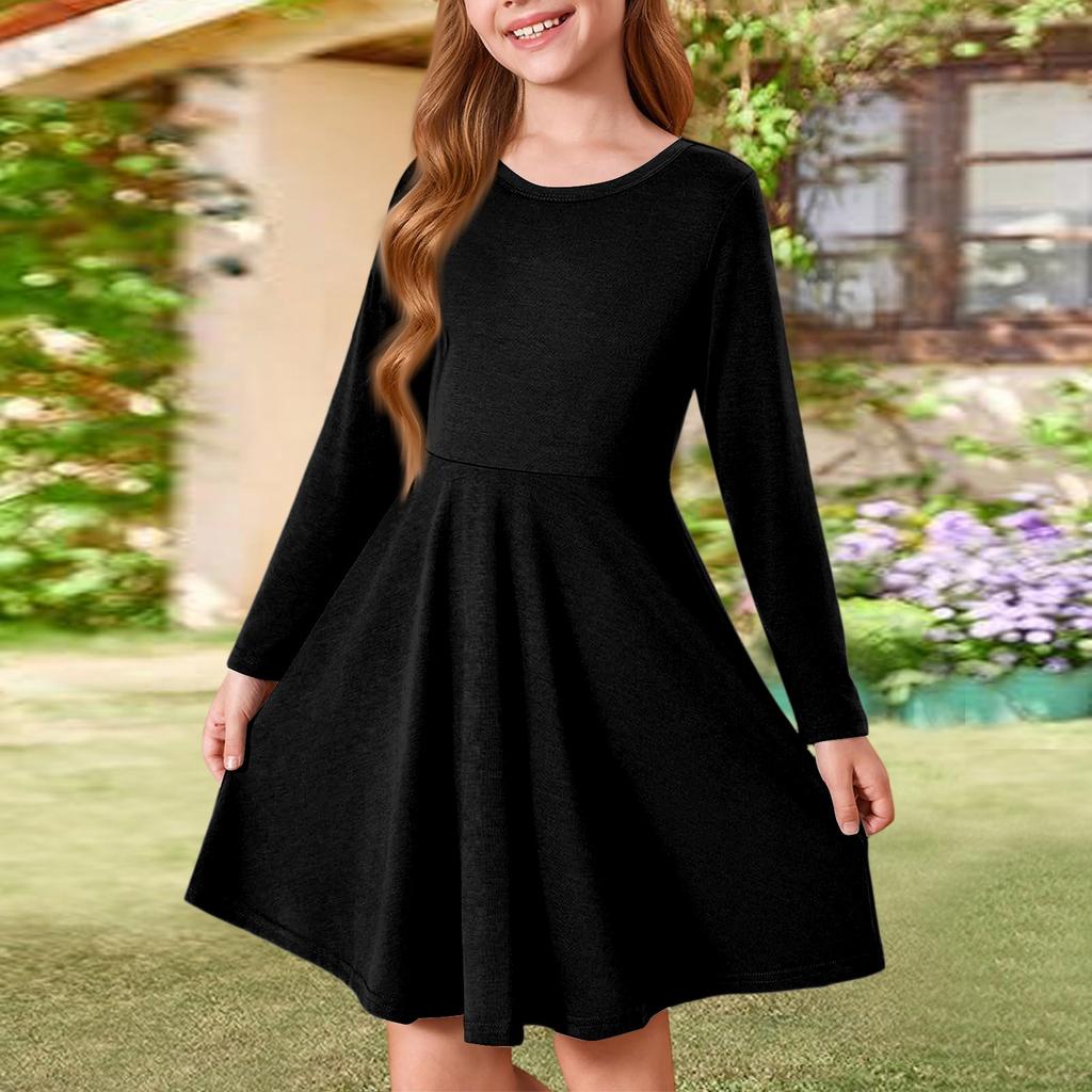 Летнее платье принцессы для девочек - платье-футболка А-силуэта с длинными рукавами