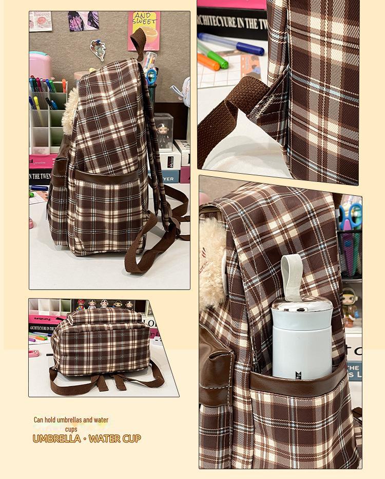 Рюкзак в стиле ретро с клетчатым принтом в виде щенка для осени/зимы — стильная универсальная школьная сумка для девочек