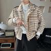 Men's Houndstooth Coat Spring Autumn Plaid Jacket Fashion Casual Trend Long Sleeve Top