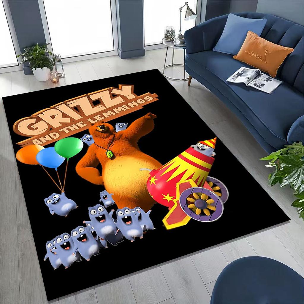 Забавный ковер-ковер из мультфильма «Гризли и лемминги» для спальни, гостиной, дивана, придверный коврик, декор, большой детский игровой нескользящий коврик для пола