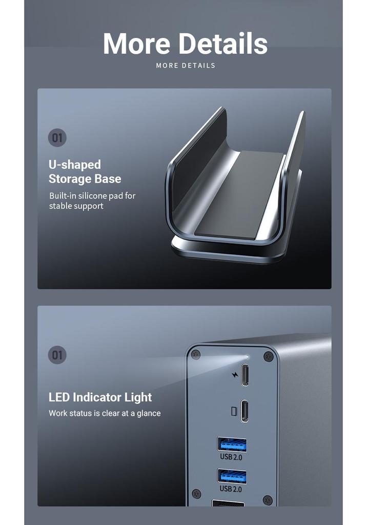 15-в-1 док-станция Type-C с многопортовым USB и гигабитным сетевым портом