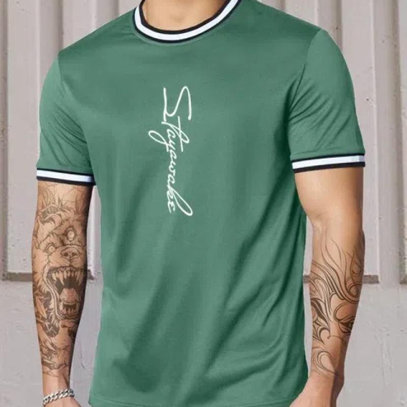 Лето 2024, повседневная модная мужская футболка в городском уличном стиле, свободный и удобный мужской топ с короткими рукавами для бега, лето 2024