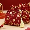 Pearl Pendant Canvas Flower Drawstring Bag Stripe Bowknot Floral Tassel Handbag  Female/Girls