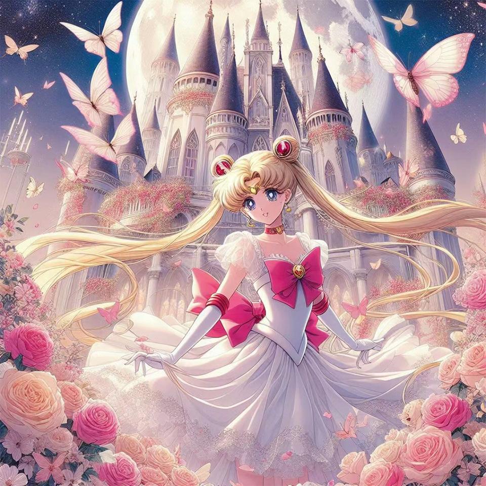 Japanese Anime 5D Diamond Painting Set Cartoon Girl Castle Diamond Embroidery Handmade DIY Mosaic Home Decoration