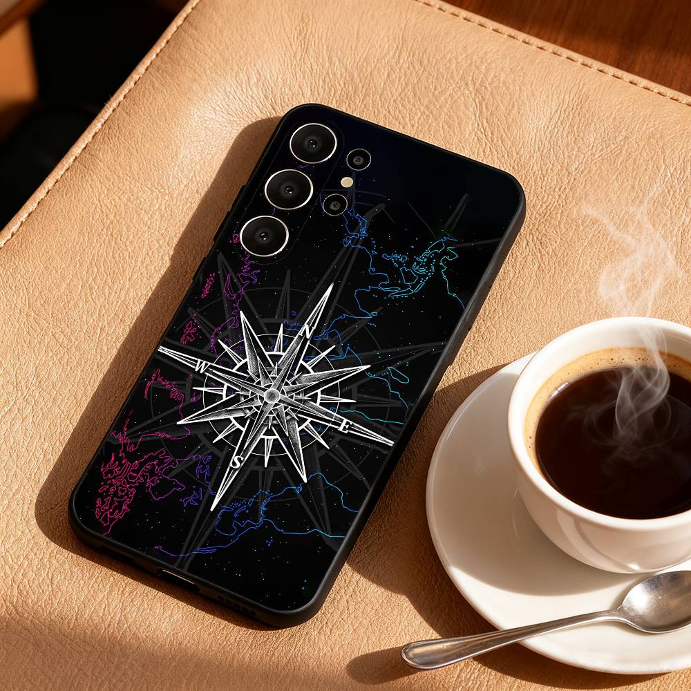 Чехол для телефона C-Compass S-Sailor для Samsung S26, S25, 24, 23, 22, 30, 21, 10, 9, Ultra, Plus, Lite, Черный Мягкий Чехол