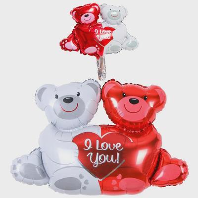 Двойной медвежий объятия сердце фольгированный шар украшение с мини-шарами для свадьбы