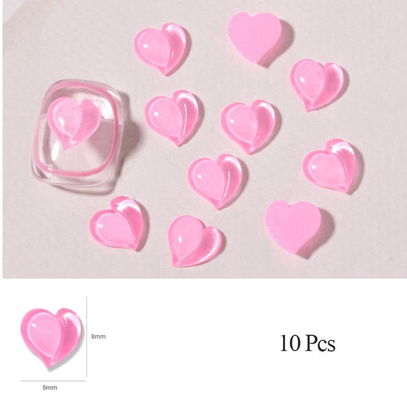 10 шт. набор для дизайна ногтей персиковое сердце сверло из смолы для ногтей персиковое сердце ювелирные изделия милые трехмерные украшения для ногтей с бриллиантами