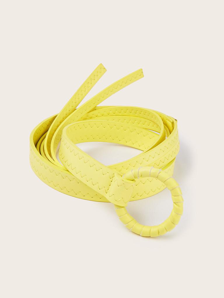 Solid Fashion Color Round Buckle Decoration Women Casual Belt For Use Daily