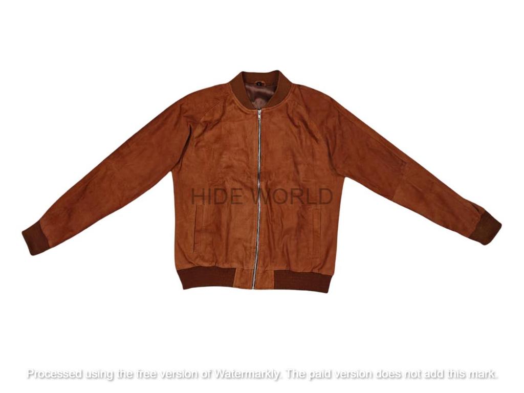 Motorcycle Genuine Lambskin Brown Handmade Men Leather Jacket Designer Suede