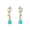 Turquoise Earrings K18 Turquoise 18K Yellow Gold December Birthstone [Barzaz] Women's