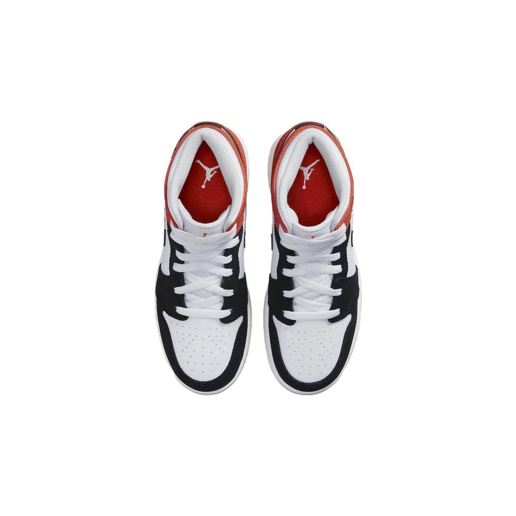 Детские кроссовки Air Jordan 1 Mid GS Floral Оранжевый Белый Черный DQ8390-100