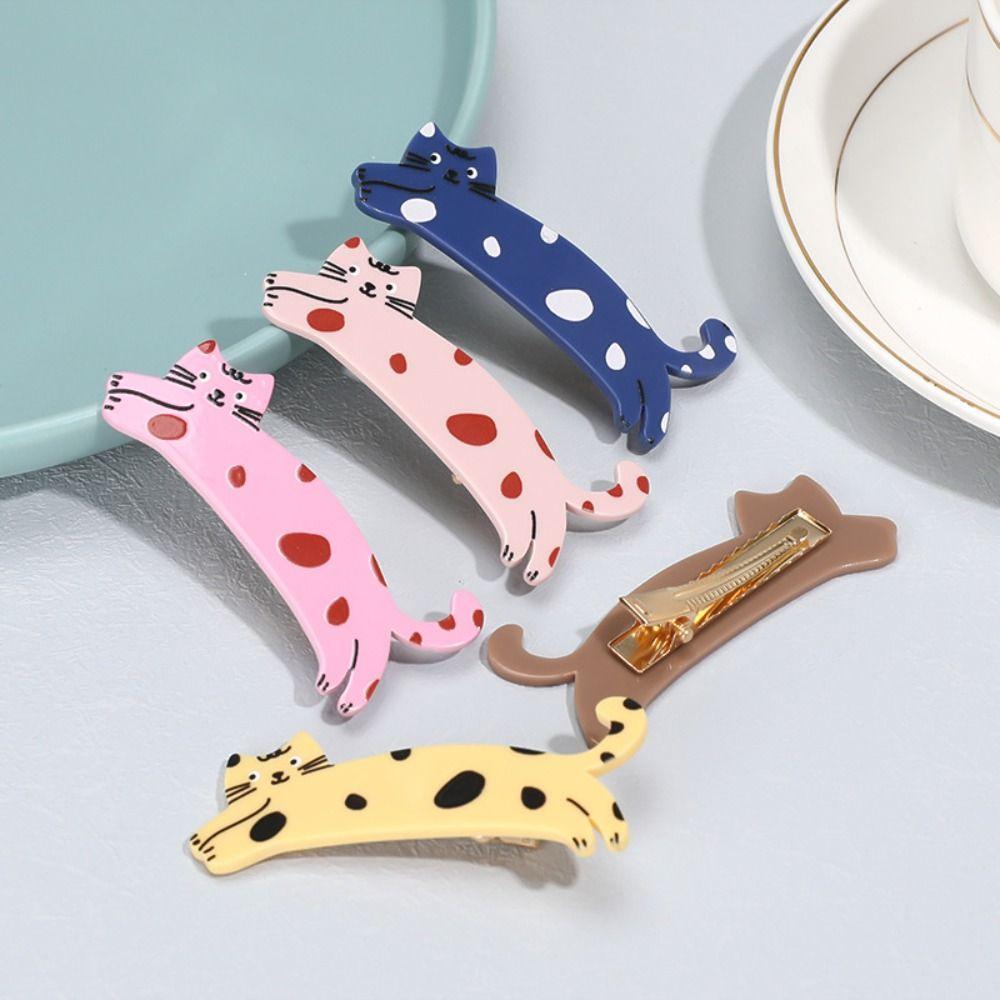 Cartoon Acetic Acid Hair Clip Colorful Cat Duckbill Clip Sweet Cat Hair Clip  Girls