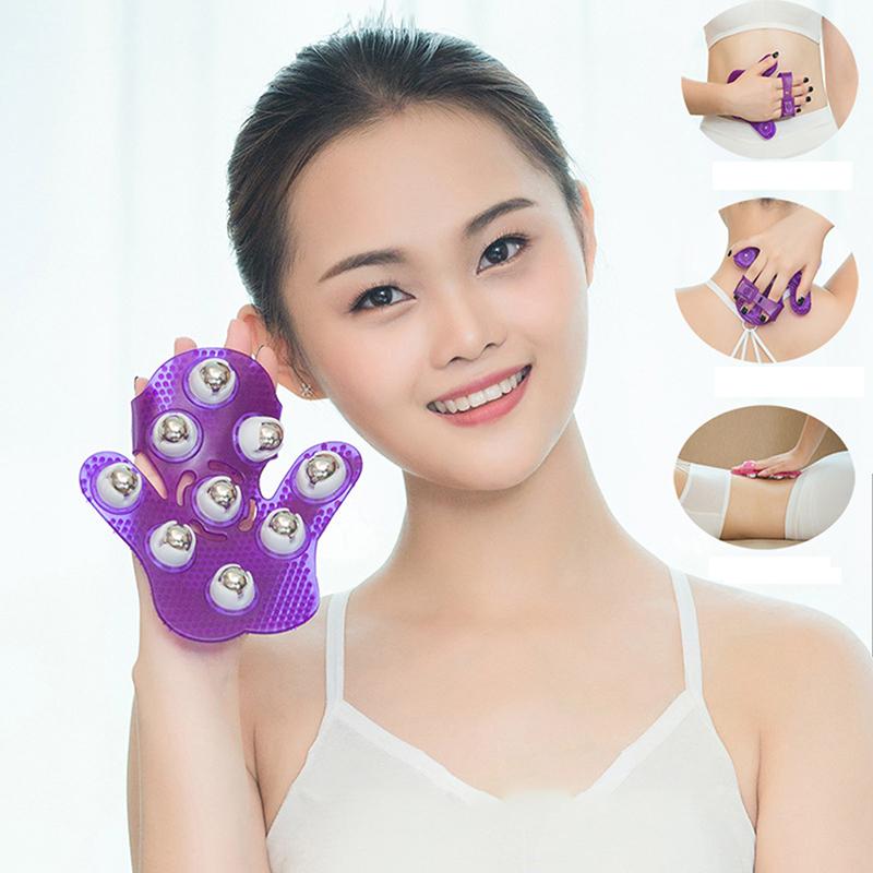Palm Shaped Massage Glove Body Massager with 9 360 Degree Roller Metal Roller
