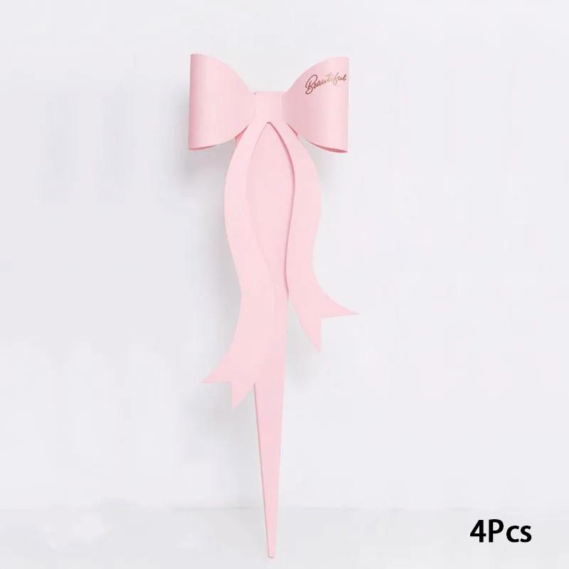 4Pcs Portable Packaging Box Flower Box Gift Supplies Triangular Shaped With Bowknot Party Decor
