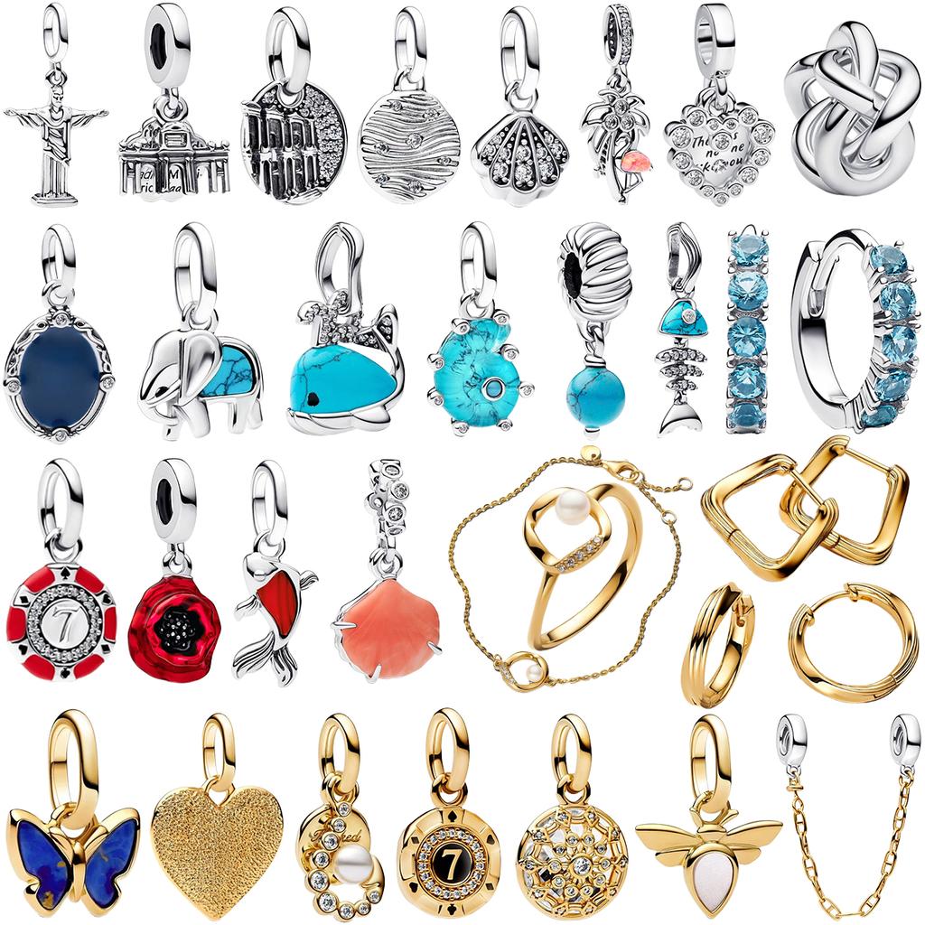 New Copper Charms Octopus Angel Starfish Shell Beads Rings Earrings Fit Bangle Bracelets Necklace Women Diy Jewelry