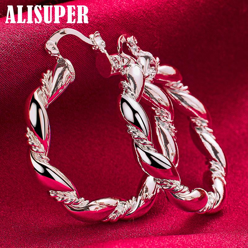 Ювелирные изделия из круглого кольца из стерлингового серебра 925 пробы с витой веревкой