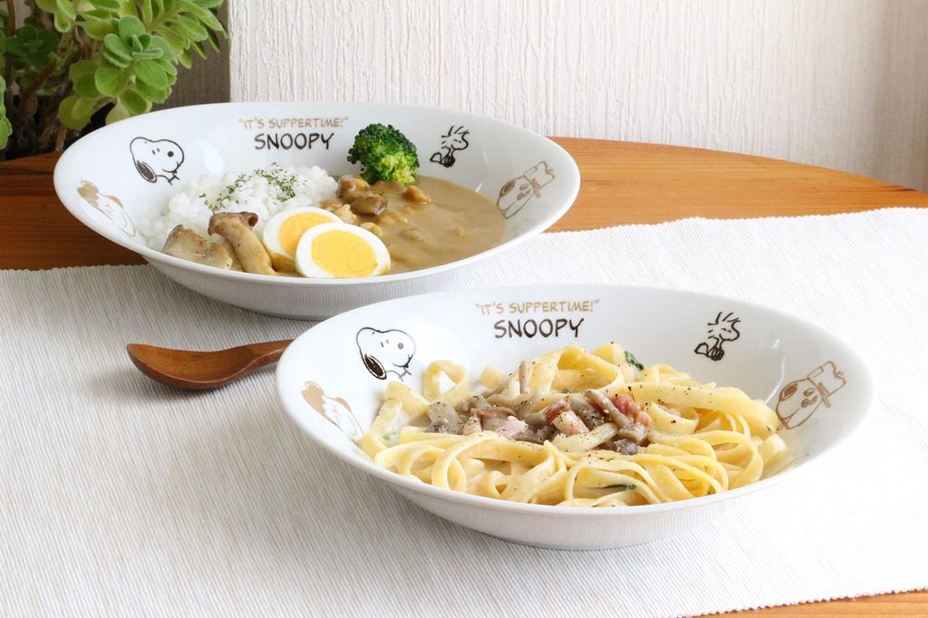 Shimizu Ceramics Brown Pal Snoopy Curry Pasta Plates of (Set 2)