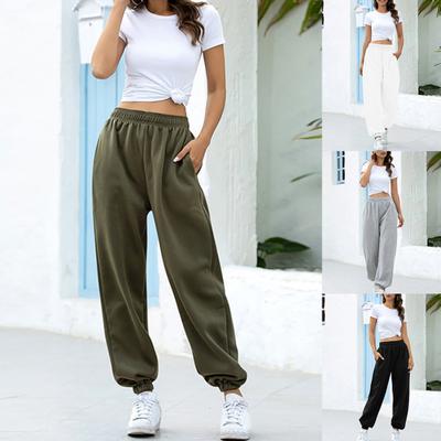 Женские карманы Высокая талия Завязки на щиколотках Плотные Длинные спортивные штаны Брюки