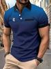 Новая мужская рубашка-поло с короткими рукавами и лацканами, модная повседневная спортивная деловая дышащая верхняя часть