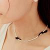 Murmur [925silver]Pearl Ribbon Bow Necklace