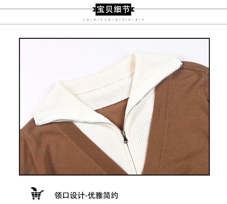 [Sweater] Autumn/Winter Color Matching Versatile Hoodie Design Sensation Fake Two piece Bottom Top for Women