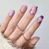 Artificial Nails Purple Small Flower Medium and Long Transparent Nail Art Ins Style Wear Nail High Quality Nail Art