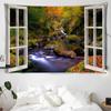 Искусственное Окно Река Пейзаж Картина Гобелен Вишневое Дерево Настенный Гобелен Стиль Бохо Пляжное Полотенце Спальня Комната Эстетика Домашний Декор