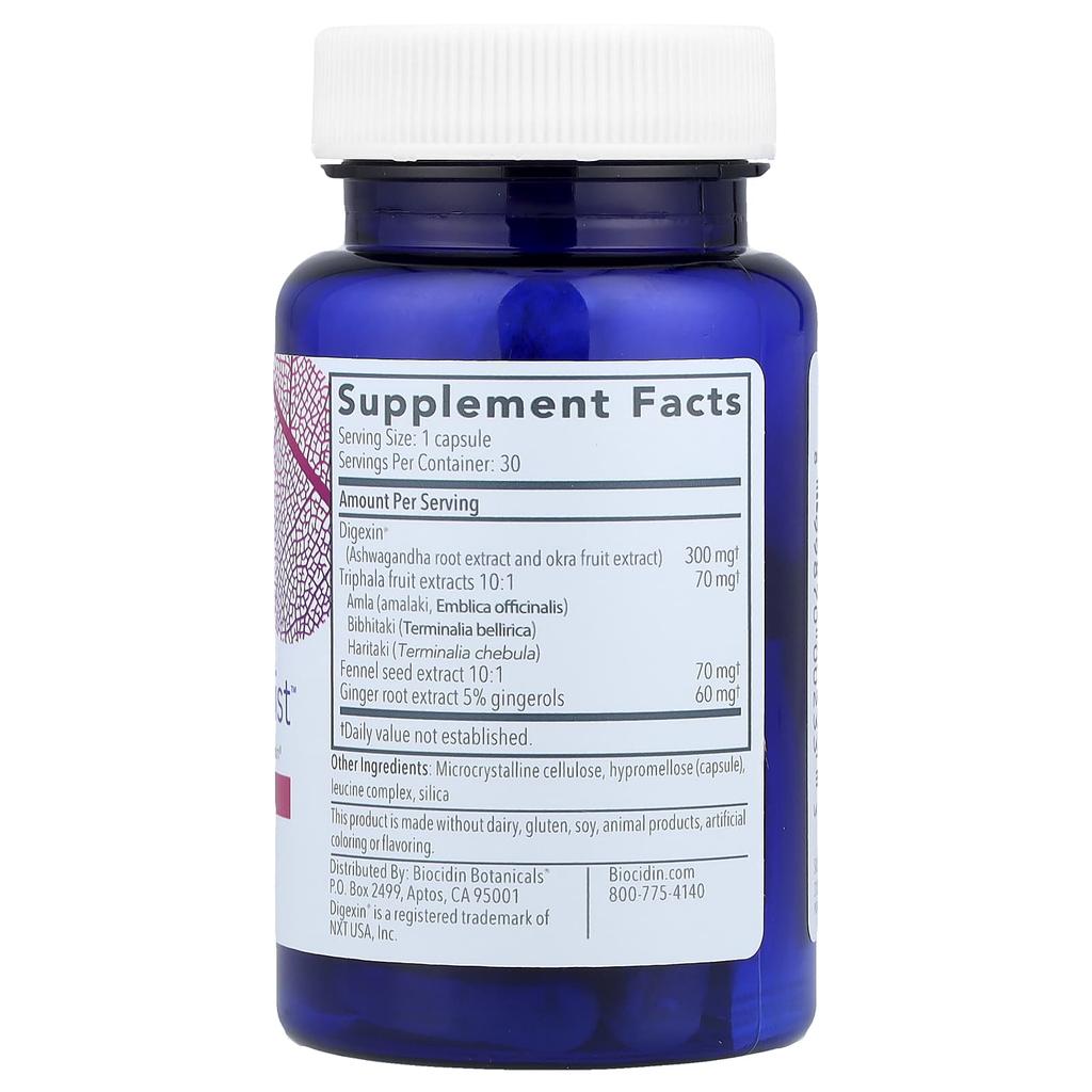 Biocidin Botanicals, Motility Assist™, Травяная формула для регулярности с Digexin®, 30 капсул