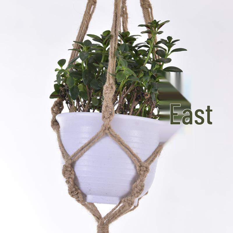 Bohemian Jute Rope Hanging Flower Pot Net Pocket for Balcony Plant Display