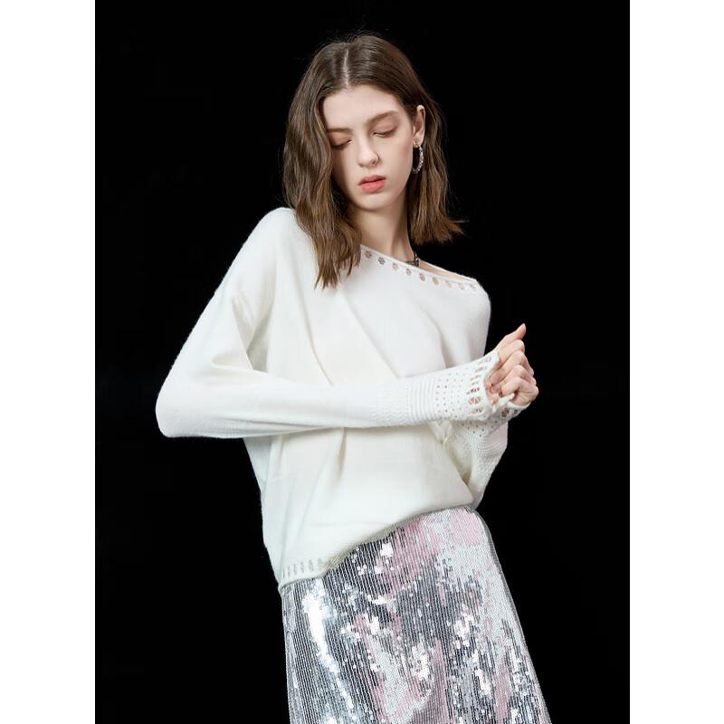 Sancai 2025 Spring Women's Loose Hollow Knit Sweater