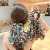 Fairy Hair Rope For Girls Chiffon Printed Bow Ribbon Hair Loop Spring Summer Outdoor Flowing Hair Rope Beach Hair Accessories