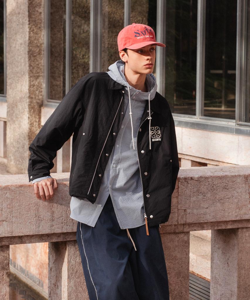 Satur Theo Nylon Blend Coach Jacket Black