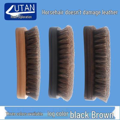 Большая щетка для обуви из массива дерева с мягкой щетиной из конского волоса для полировки и удаления пыли