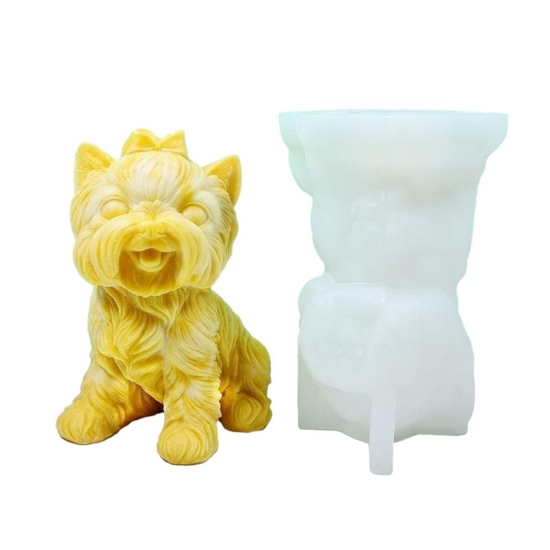 Stereo Sitting Little Dog Soap Mould Epoxy Gypsum Ornaments Therapy Candle Handmade Molds for Decorations